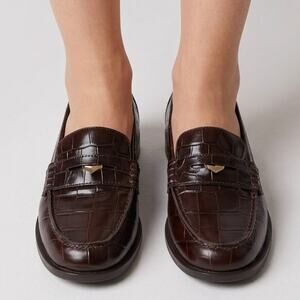 Madewell Grayson Leather Penny Loafer Shoe Chocolate Raisin Women's Size 8.5